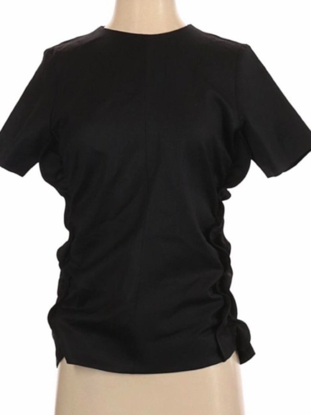COS black ruched t-shirt with tie detail